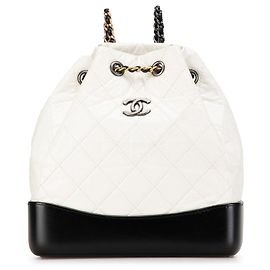 White Chanel Small Aged calf leather Gabrielle Backpack White