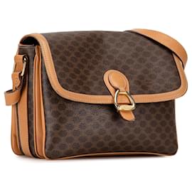 Céline-Brown Celine Macadam Crossbody Bag-Brown