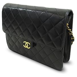 Chanel-Black Chanel CC Quilted Lambskin Chain Flap Shoulder Bag-Black