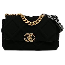 Chanel-Black Chanel Medium Jersey 19 Flap Satchel-Black