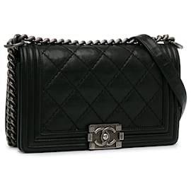 Chanel-Black Chanel Medium Lambskin Stitch It Boy Flap Shoulder Bag-Black