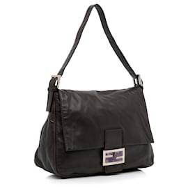 Fendi-Sac à bandoulière Mamma Forever en cuir noir Fendi-Noir