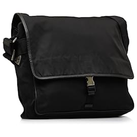 Prada-Black Prada Tessuto Crossbody Bag-Black