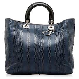 Dior-Blue Dior Woven Soft Lady Dior Tote Bag-Blue