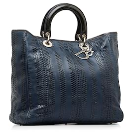 Dior-Blue Dior Woven Soft Lady Dior Tote Bag-Blue