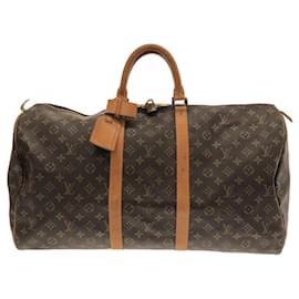 Louis Vuitton-Keepall marrón con monograma de Louis Vuitton 55 Bolsa de viaje-Castaño