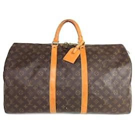 Louis Vuitton-Keepall marrón con monograma de Louis Vuitton 55 Bolsa de viaje-Castaño