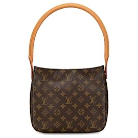 Louis Vuitton-Brown Louis Vuitton Monogram Looping MM Shoulder Bag-Brown