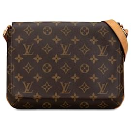 Louis Vuitton-Bolso de hombro con correa corta Louis Vuitton Monogram Musette Tango marrón-Castaño