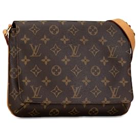 Louis Vuitton-Bolso de hombro con correa corta Louis Vuitton Monogram Musette Tango marrón-Castaño