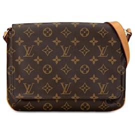 Louis Vuitton-Bolso de hombro con correa corta Louis Vuitton Monogram Musette Tango marrón-Castaño