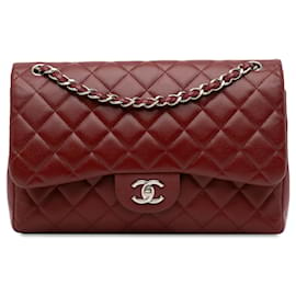 Chanel-Red Chanel Jumbo Classic Caviar lined Flap Shoulder Bag-Red