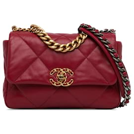 Chanel-Red Chanel Medium Lambskin 19 Flap Satchel-Red