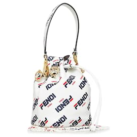 Fendi-White Fendi Fendi X Fila Mania Mini Mon Tresor Bucket Bag-White