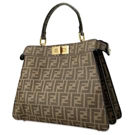 Fendi-Brown Fendi x Antonio Lopez Medium Zucca Peekaboo ISeeU Satchel-Brown