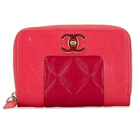 Chanel-Pochette à monnaie Mademoiselle en cuir d'agneau bicolore Chanel rouge-Rouge