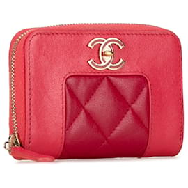 Chanel-Red Chanel Bicolor Lambskin Mademoiselle Coin Pouch-Red