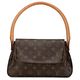 Louis Vuitton-Minibolso de hombro marrón con monograma y bucle de Louis Vuitton-Castaño