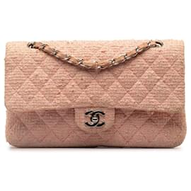 Chanel-Pink Chanel Medium Classic Tweed lined Flap Shoulder Bag-Pink