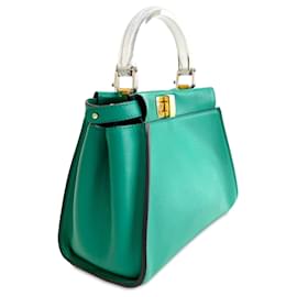 Fendi-Green Fendi Mini Peekaboo Iconic Satchel-Green