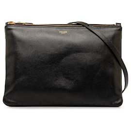 Céline-Black Celine Large Trio Crossbody Bag-Black