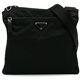 Prada-Black Prada Tessuto Crossbody Bag-Black