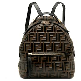 Fendi-Brown Fendi Mini Zucca Embossed Backpack-Brown