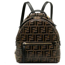 Brauner Rucksack mit Fendi-Mini-Zucca-Prägung Braun