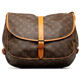 Louis Vuitton-Brown Louis Vuitton Monogram Saumur 35 Sac bandoulière-Marron