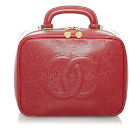 Chanel-Red Chanel Caviar CC Lunch Box Vanity Case-Red