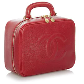 Chanel-Red Chanel Caviar CC Lunch Box Vanity Case-Red