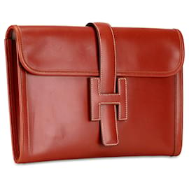 Hermès-Red Hermès Box Calf Jige PM Clutch Bag-Red