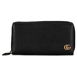 Gucci-Black Gucci GG Marmont Leather Zip Around Wallet-Black