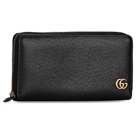 Gucci-Black Gucci GG Marmont Leather Zip Around Wallet-Black