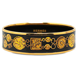 Hermès-Black Hermès Wide Enamel Cheval Et Harnais Bangle-Black