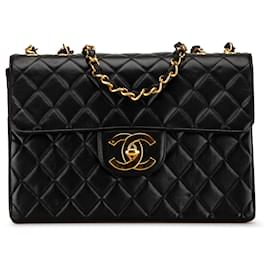 Chanel-Black Chanel Jumbo XL Classic Lambskin Single Flap Shoulder Bag-Black