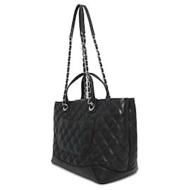 Chanel-Black Chanel Small Quilted calf leather Easy Shopping Tote Satchel-Black