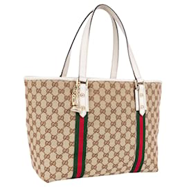 Gucci-Gucci GG Monogram Sherry Line Tote Bag-Beige