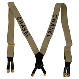 Chanel-Chanelz vintage rare 1990 logo-print suspender beige-Beige