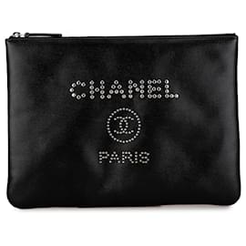 Chanel-Chanel Black Medium Caviar Deauville Pouch-Black