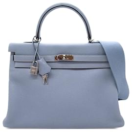 Hermès-Hermès Blue Togo Kelly Retourne Amazone 35-Blue,Light blue