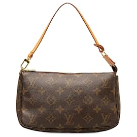 Louis Vuitton-Louis Vuitton Marrom Monograma Pochette Accessoires-Marrom