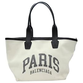 Balenciaga-Balenciaga White Small Canvas Cities Paris Jumbo Tote-White,Eggshell