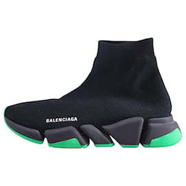 Balenciaga-Balenciaga Speed 2.0 Clear Sole Sneakers in Black Polyester-Black