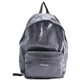 Balenciaga-Balenciaga Explorer Logo Backpack in Black Leather-Black
