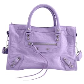 Balenciaga-Balenciaga Small Leather Le City Top-Handle Bag in Purple Leather-Purple