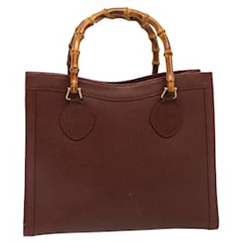 Gucci-GUCCI Bamboo Tote Bag Leather Brown 002 2853 0260 0 auth 76120-Brown