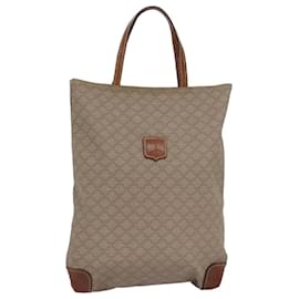 Céline-CELINE Macadam Canvas Hand Bag Beige Auth 76414-Beige
