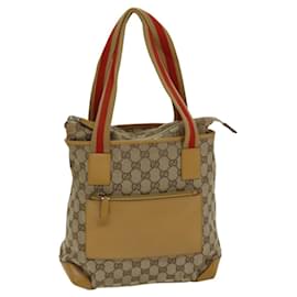Gucci-GUCCI GG Canvas Sherry Line Hand Bag Beige Red Brown 019 0402 1705 auth 74648-Brown,Red,Beige