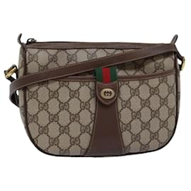 Gucci-GUCCI GG Supreme Web Sherry Line Shoulder Bag PVC Beige 89 02 032 auth 75885-Beige